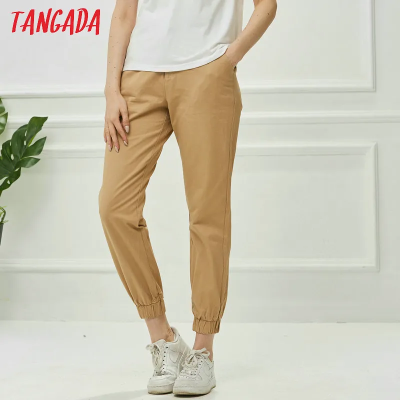 Tangada 패션 여성 바지 여성화물 높은 허리 바지 느슨한 바지 조깅 여성 스웨트 팬츠 스트리트웨어 5A02 201006
