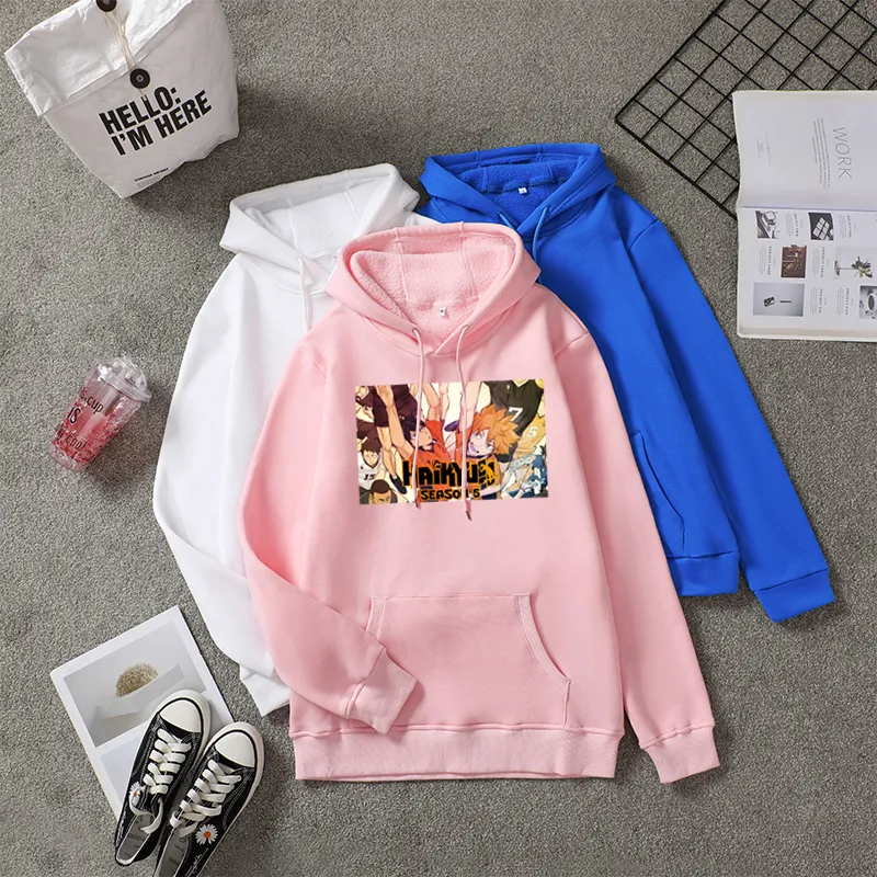 Unisex Haikyuu Baskılı Yeni Casual Hoodies Öğrenci Popüler Spor Kapşonlu Erkekler Streetswear Kadınlar Sweetshirt Boyutu XXS-4XL Hoodies X1022