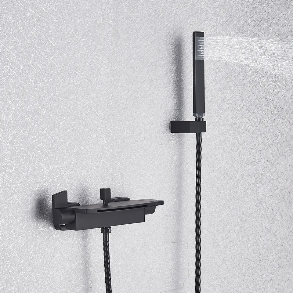 Смеситель для ванной комнаты с одной ручкой, водопадный излив, настенный смеситель для ванны, смеситель для воды8052181