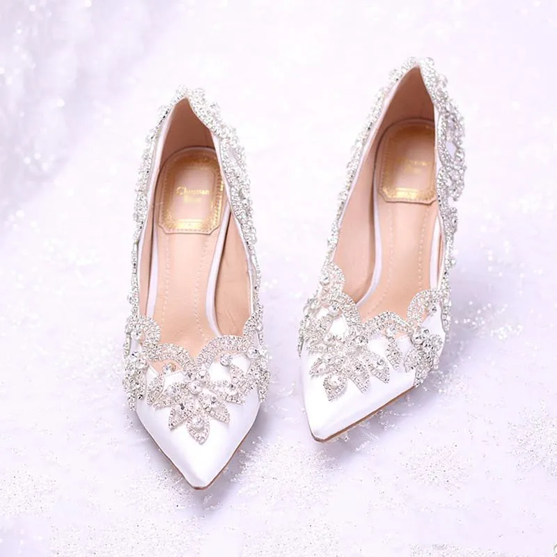 2021 Chaussures de mariage en cristal élégant High Talon 9cm RHINESTONE CHAPOS BRIDAL PART PROM POINDE POINDE QUALITÉ 2865