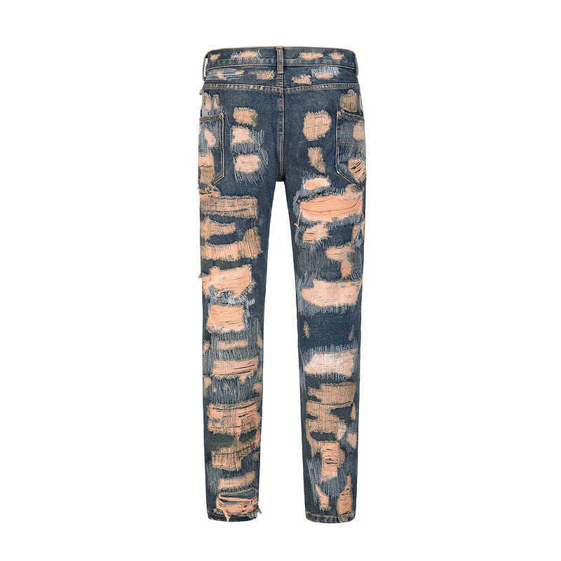 Мужские джинсы High Street Ins Одинаков Shenniu Случайный игл Patch Hole Вышитые прямые тонкие ноги джинсы