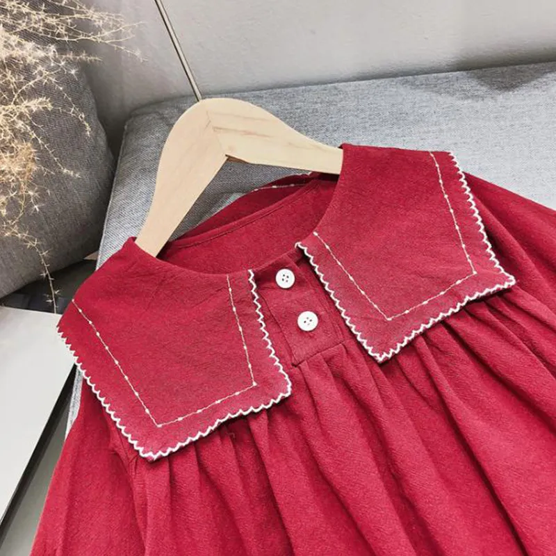 Humor Bear Girls Dress 2020 Otoño Nueva Primavera Otoño Cuello de encaje Mangas largas Dulce Princesa Vestido de fiesta Niños Ropa para niños LJ200923