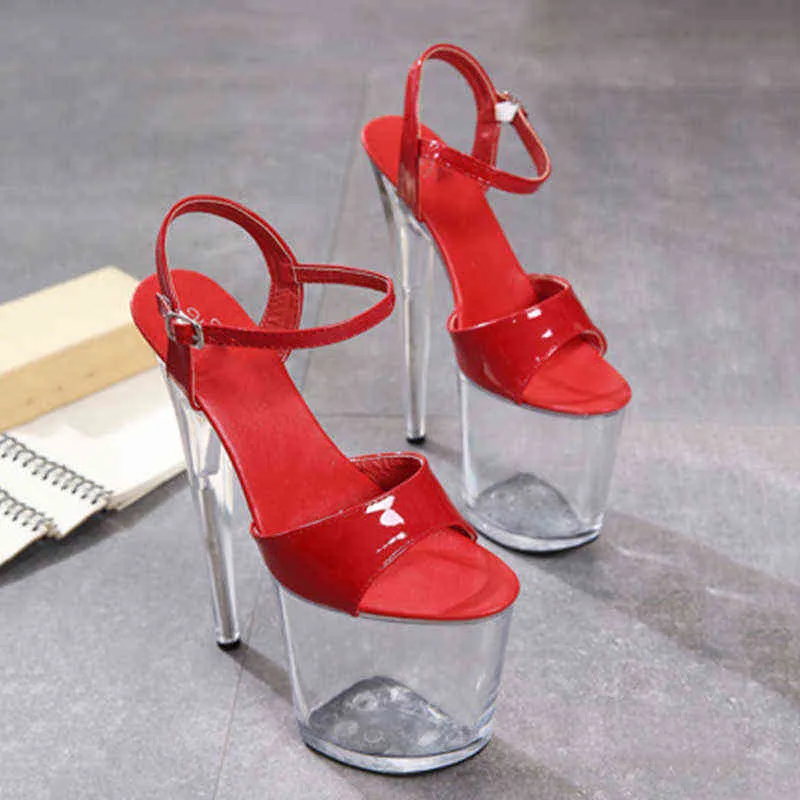 Sandals women's thick soled sandals wedding shoes 20cm ultra-high heels nightclub night 220309