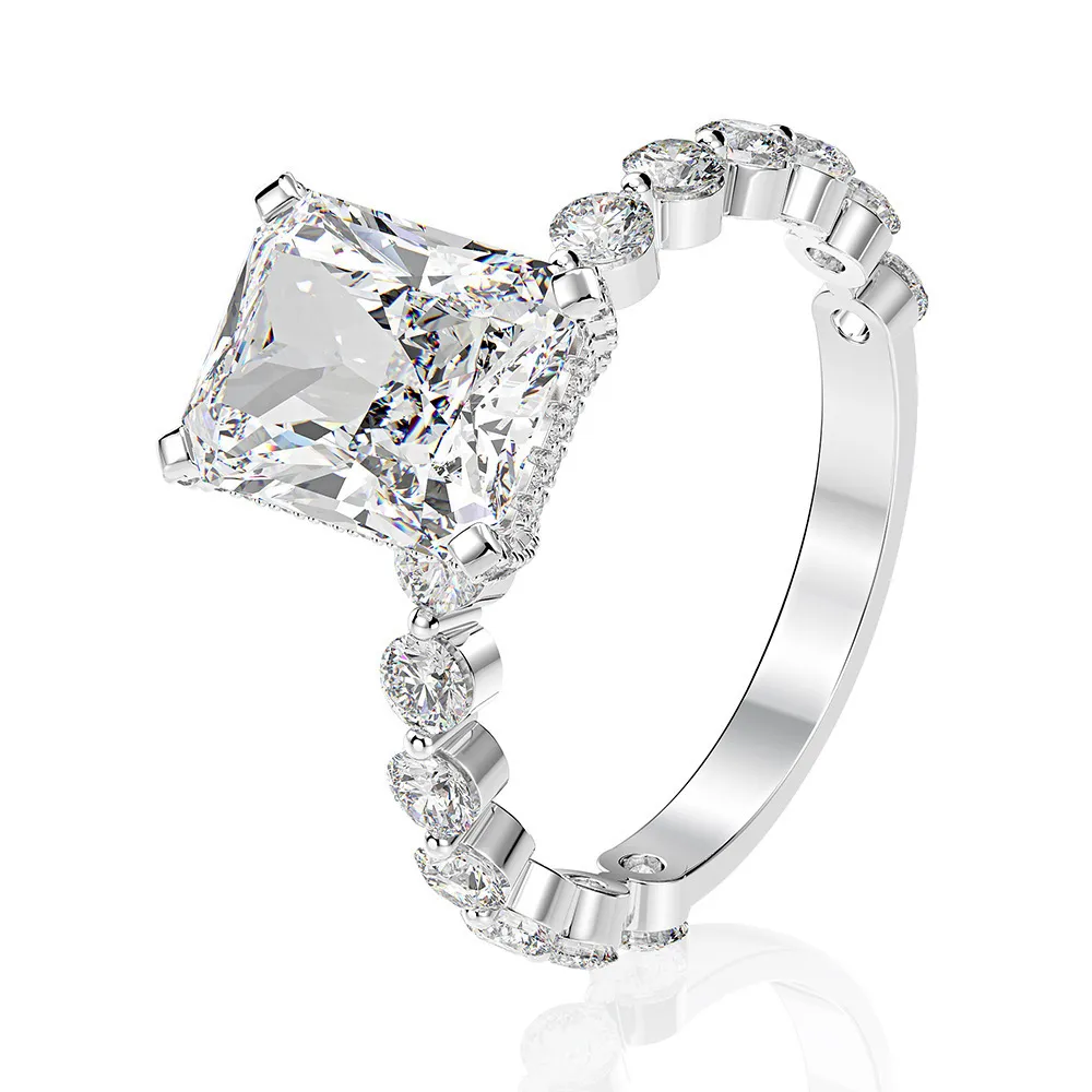 Wong chuva luxo 100 925 prata esterlina criado moissanite pedra preciosa conjuntos de anel de noivado aliança de casamento jóias finas inteiras t204610741