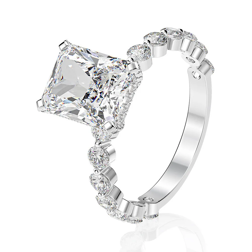 Wong Rain Luxury 100 925 Sterling Silber erzeugt Moissanit Gemstone Verlobungsring Sets Ehering Fine Juwely Whole T209387109