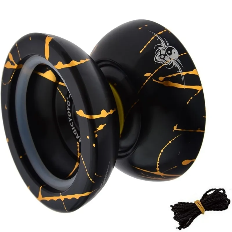 Magicyoyo N11 Alloy Aluminum Professional Yoyo Unresponsive Yoyo Ball Black Golden Bag Glove 5 Strings T2001169320589