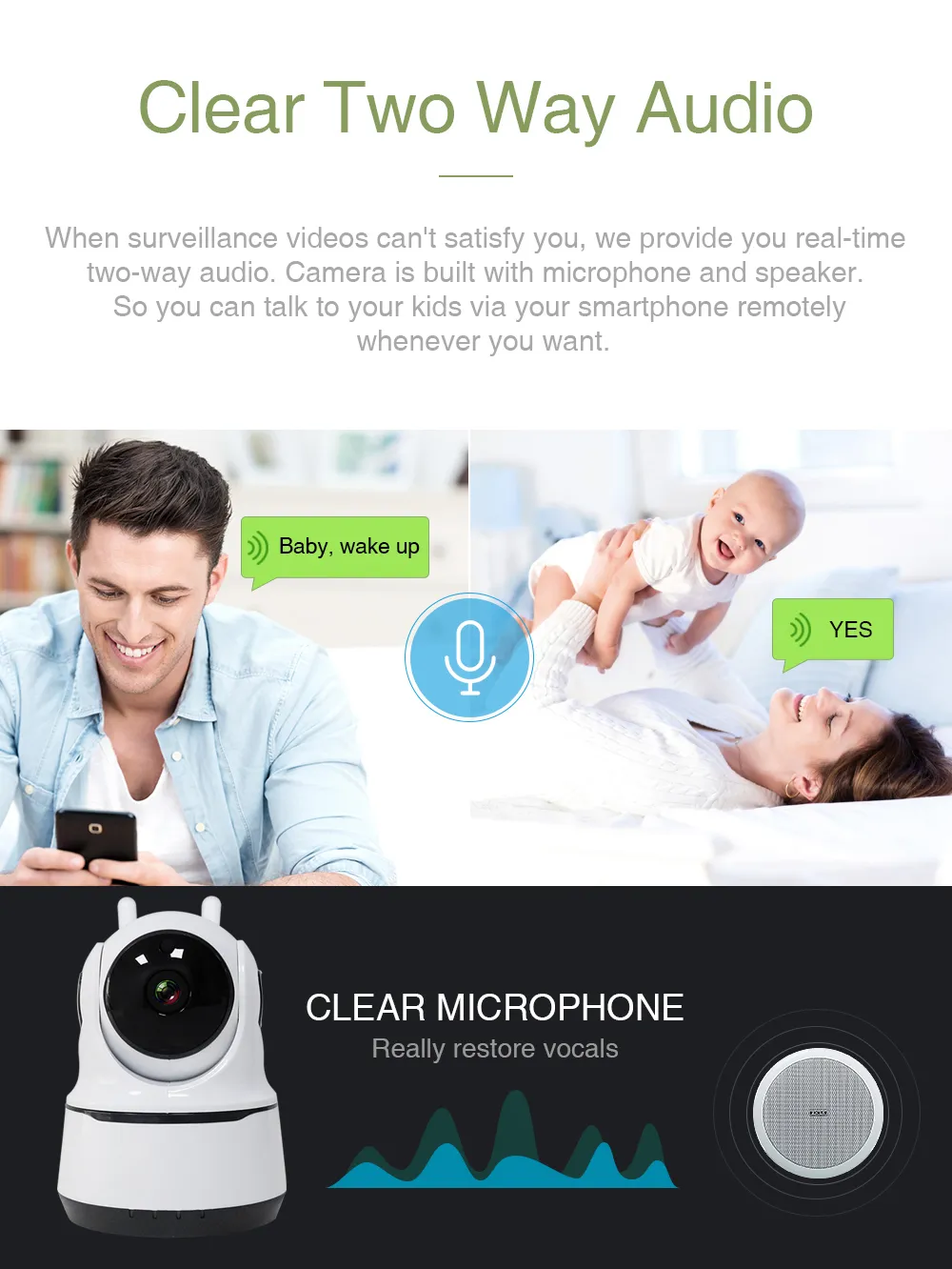 Indoor Wireless Security Camera 1080p WiFi IP Home Surveillance System met menselijke tracking Two-Way Audio Baby Camera