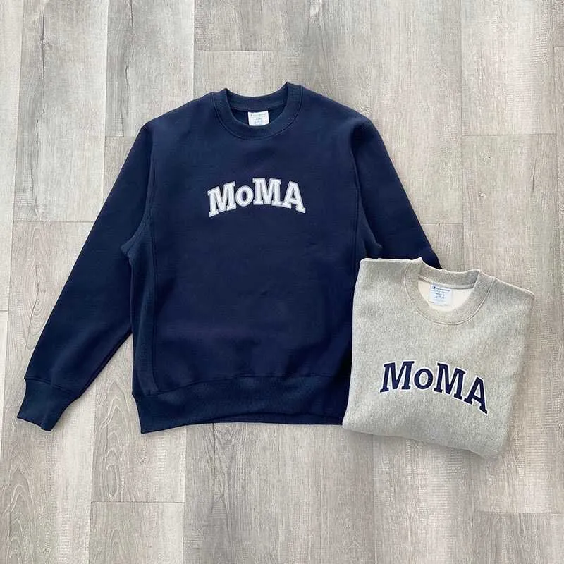 Men's Hoodies Japanese high-end MoMA letter paste cloth fleece sweater autumn winter embroidered cotton warm loose coat men's and women's fashion