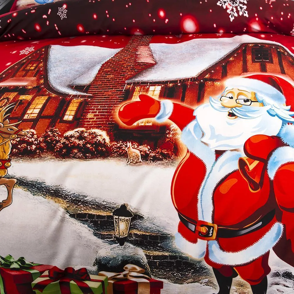 Navidad de Papá Noel de impresión del lecho funda nórdica funda de almohada Twin completo edredón regalo de la cama para el cabrito 201021