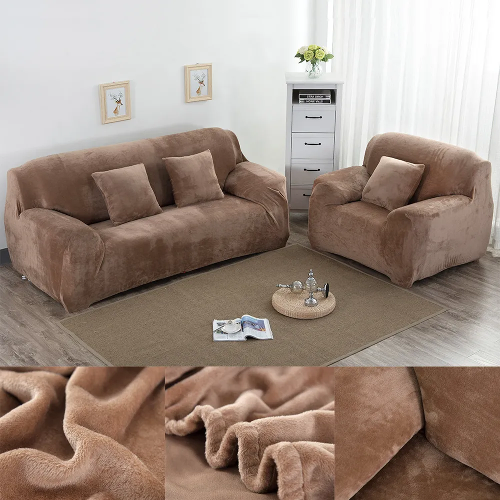 Addensare peluche copridivano soggiorno elastico a forma di L angolo stretch divano copre sezionale fodera in velluto inverno Decor 201222