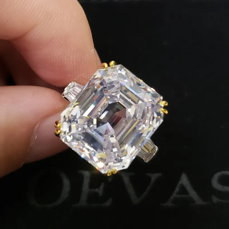 Oevas 30 Karat Topaz High Carbon Diamond Eheringe für Frauen Solid 925 Sterling Silber Engagement Fine Schmuck 2011891772