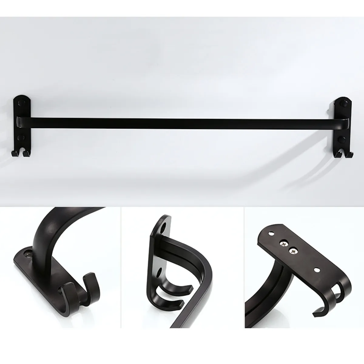 60cm Black Alumimum Foldable Towel Rack Holder Shelf Wall Mounted Bathroom Storage Hanger Y200407