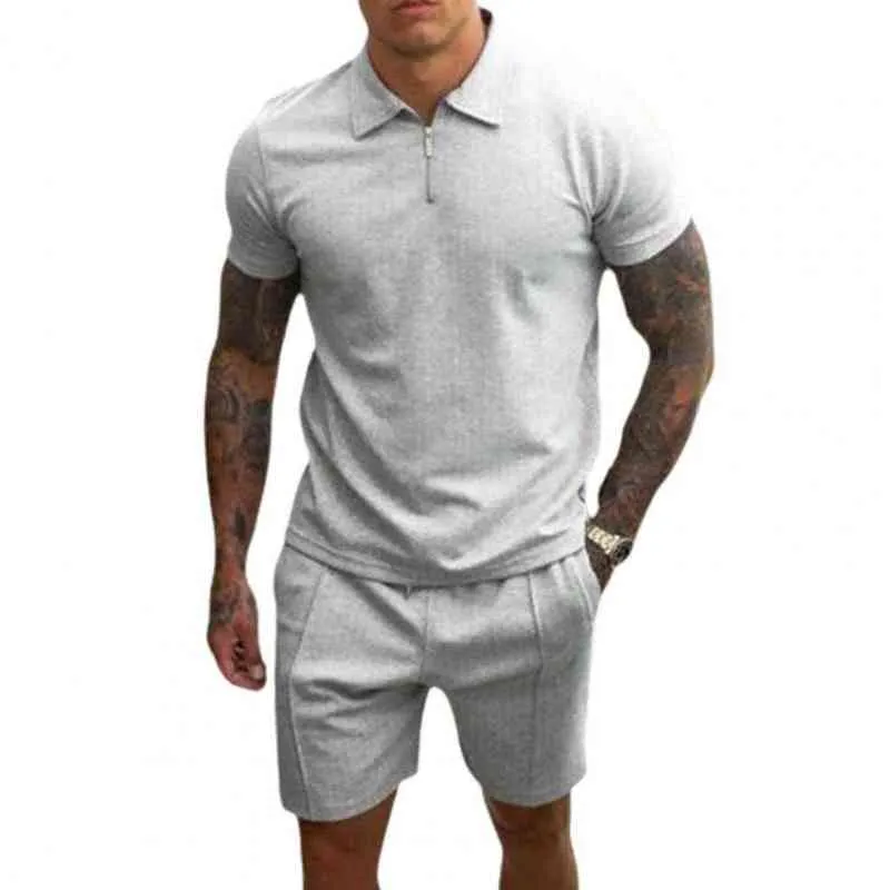 2st / set Mäns Tracksuit Gym Fitness Mäns uppsättningar Casual Short Sleeve T Shirt Top Drawstring Shorts Men Sportkläder Ropa Hombre G220224