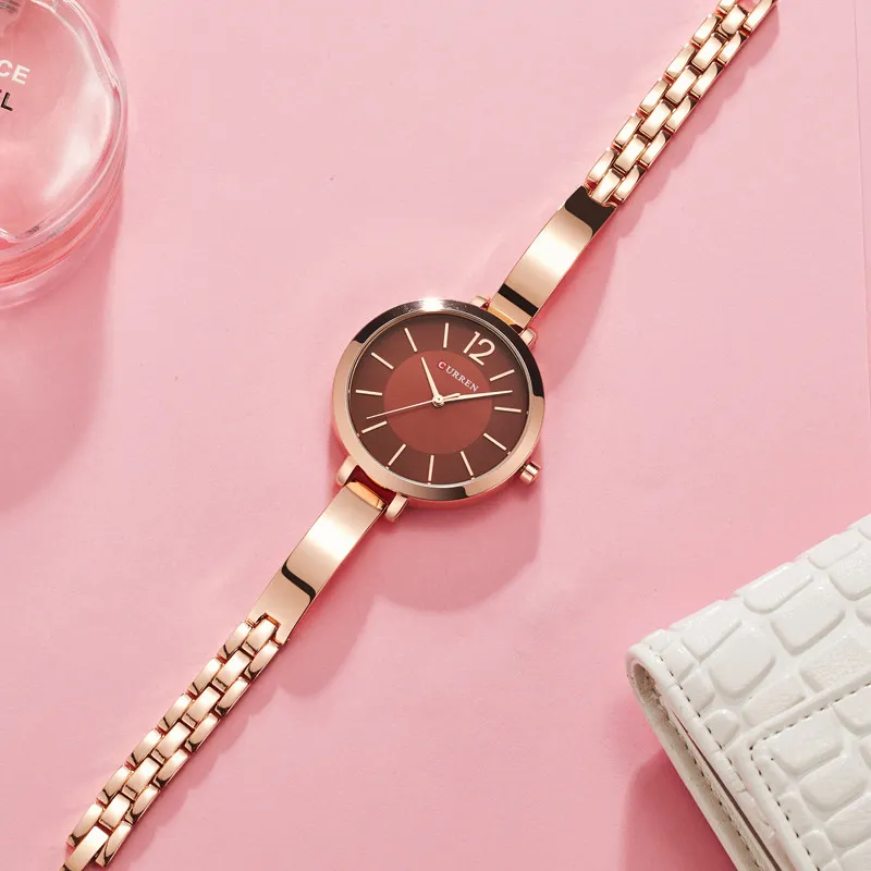 Robe de mode de luxe dames Bracelet montres femmes Quartz bande en acier inoxydable or Rose montre-Bracelet dame montre Reloj Mujer208Z