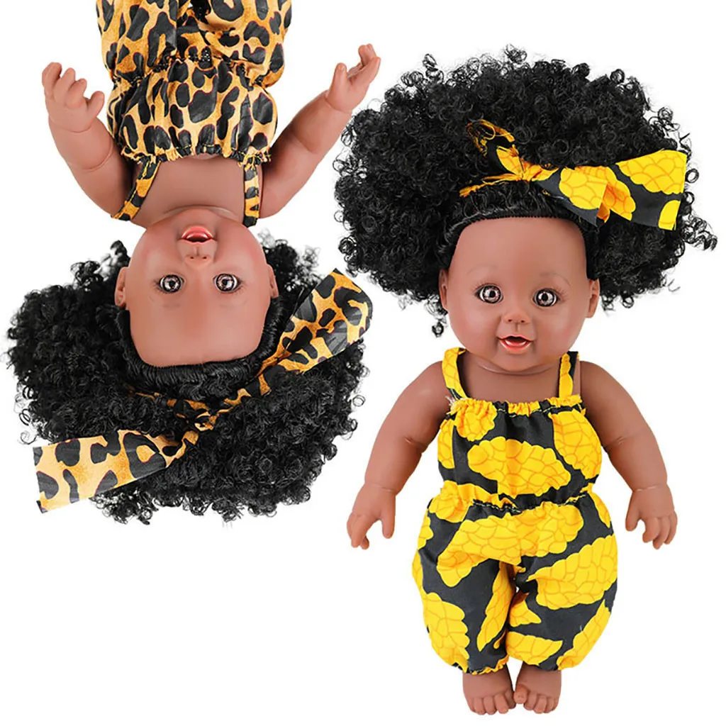 赤ちゃんリボーン人形玩具ブラックガールドール30cmブラックベイビードールグリーンアフリカン幼児生まずかな赤ちゃんソフトおもちゃの女の子トッドA515 Y20011278Q8732181