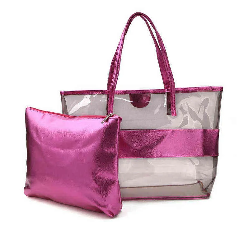 Sacos de compras Bolso de Mano PVC Transparente Para Mujer, Bolsa Cuero Pu Nadar, Compras Cor, 2 Bolsas, Envo Grátis 220303