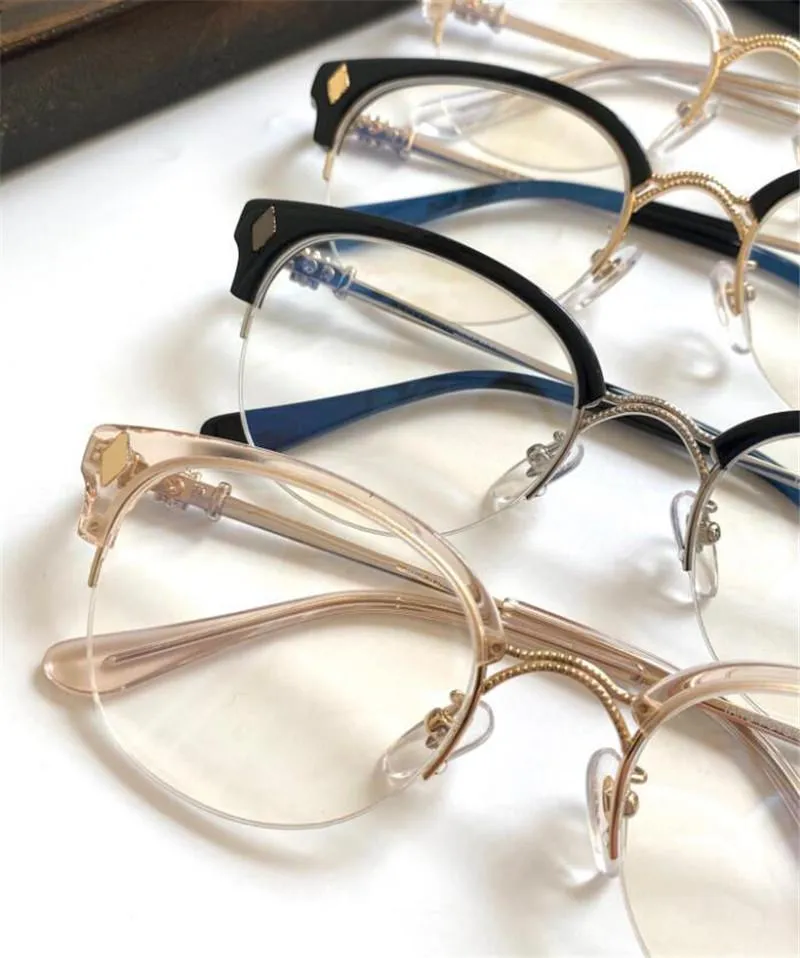 nuovi occhiali design tang specchio ottico da prescrizione cat eye halfframe stile classico business stile elite lente ottica piatta top qua328y