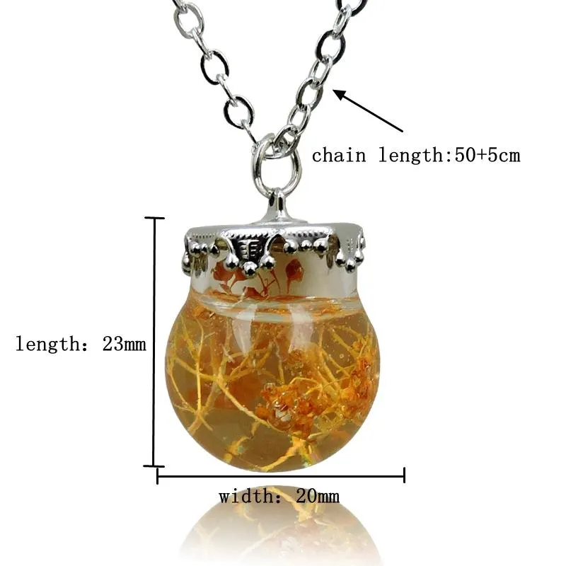 Colliers pendentifs collier de boule de verre d'algues pendentifs en cristal massif naturel couleur bonbon de fille bijoux 1242Z