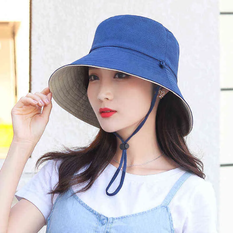 Sun Hat Summer Foldable Bucket Hat for Women Outdoor Sunscreen Cotton Fishing Hunting Cap Anti-UV Wide Brim Bucket Sun Hat G220311298B