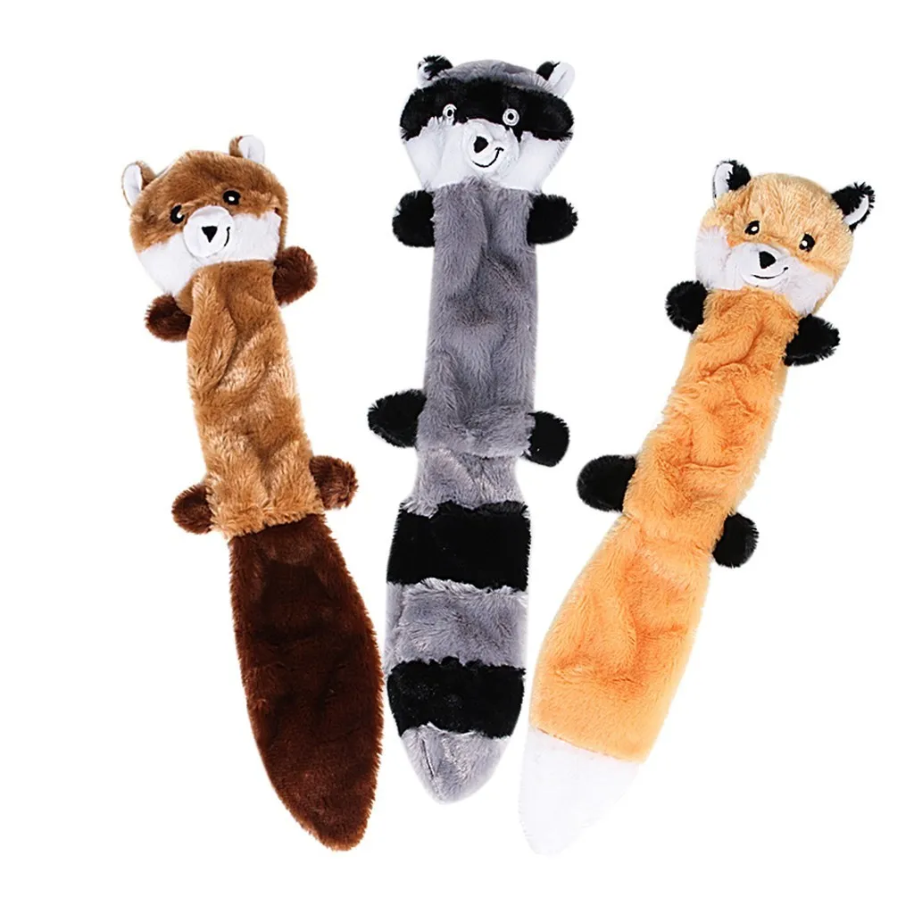 Dogtoy Play Zabawny Pet Puppy Chew Squeaky Pluszowe Sound Toys Raccoon Squirrel 3szt Wsparcie Dropshipping Fe3 LJ201125