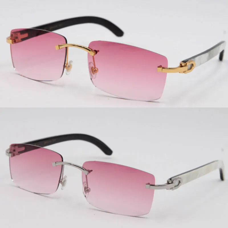 Nowe metalowe kwadratowe okulary przeciwsłoneczne oryginalne naturalne czarno -białe pionowe paski Buffalo róg okularów 18 -karatowych złota rama kobieta 263p