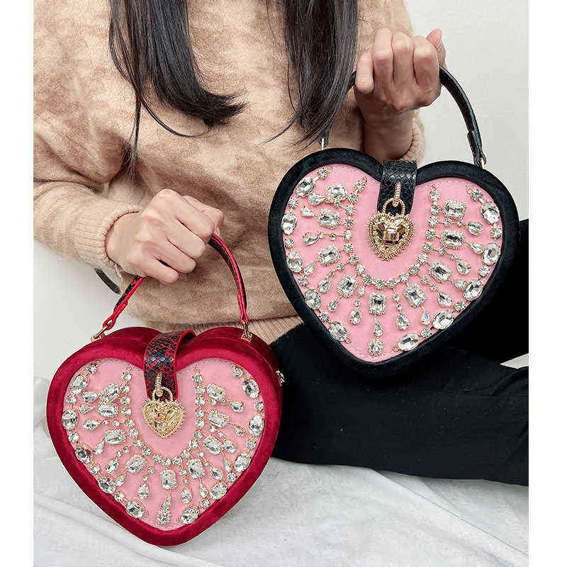 Nxy sac à main de luxe concepteur en forme de coeur femmes fête pochette sacs à main et velours côtelé épaule rouge noir Banquet 0214