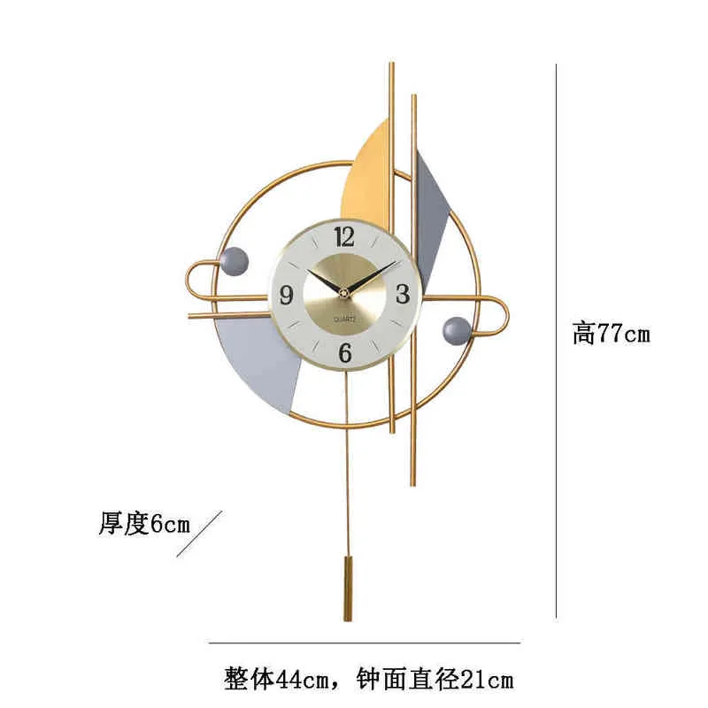 Luxe nordique or horloge murale salon grande horloge murale en métal silencieux Design moderne Reloj Pared Grande décor à la maison LL50WC H1230