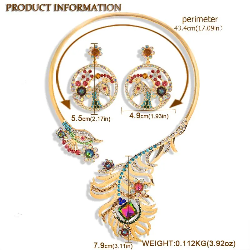 2020 neue Design 7 Farben Elegante Kristall Pfau Choker Halskette Drehmomente frauen Party Abend Luxus Mode Schmuck Accessories266A