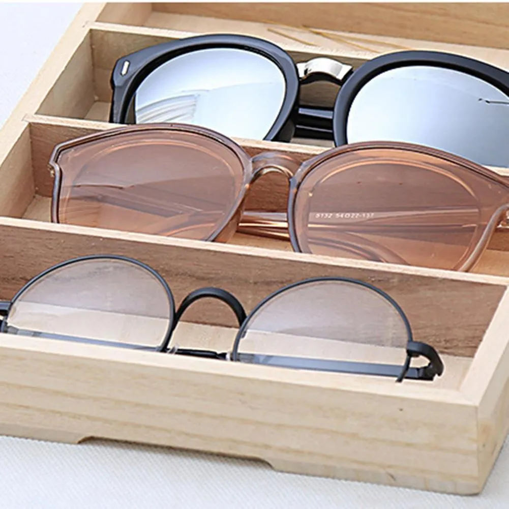 6-slot moderna solglasögon visa lagringslåda hållare öga glasögon träfodral glasögon lagring arrangör eyewear collector lj200812