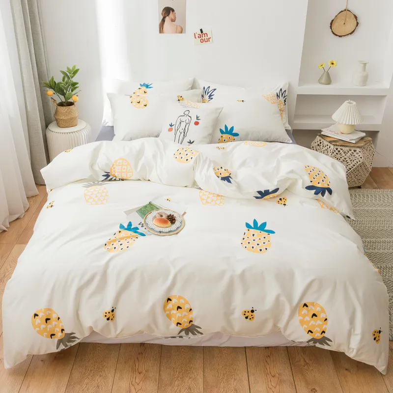 Ботанические цветочные подоюзные наборы наборы 100% хлопчатобумажные мягкие постельные принадлежности одеяло одеяло Крышка кроватью комплект подушки Shams Twin Queen King размер T200706