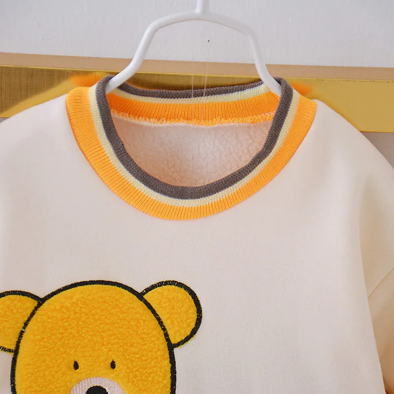 ファッション秋の冬の女の赤ちゃん服新しい子供の男の子はTシャツパンツを厚くします/セット幼児カジュアルコスチュームキッズ