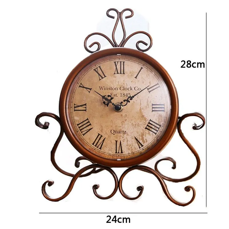 Retro Metall Desktop Uhr Silent Nixie Uhr Home Decor Mute Schlafzimmer Büro Tischuhr Bewegung Handwerk Shabby Chic Vintage Stil Y200407