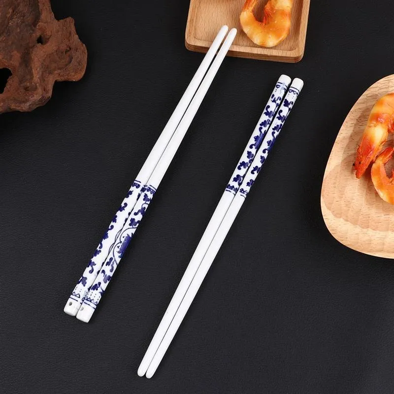 10 par Blue and White Porcelain Chopsticks Ceramic Long Chopstick Chinese Style Table Seary For Home Restaurant Kitchen Supplies C5771173