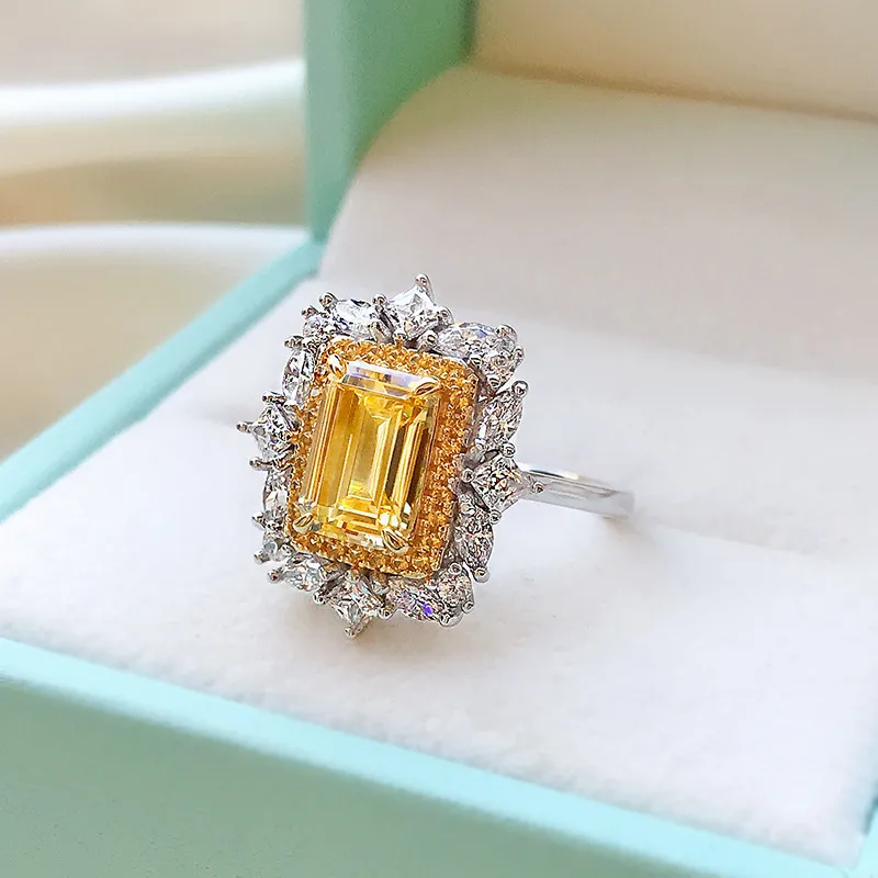 Wong chuva luxo 925 prata esterlina esmeralda corte criado moissanite casamento noivado clássico feminino anéis jóias finas presente y01227537743