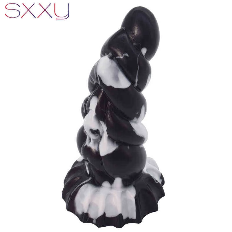 NXY Anal Toys Sxxy Curve Toys for Men Women Liquid Silicone Fantasy Butt Plug Monster Pärled Realistisk dildo Sex Shop G SPOT MASTU4203160