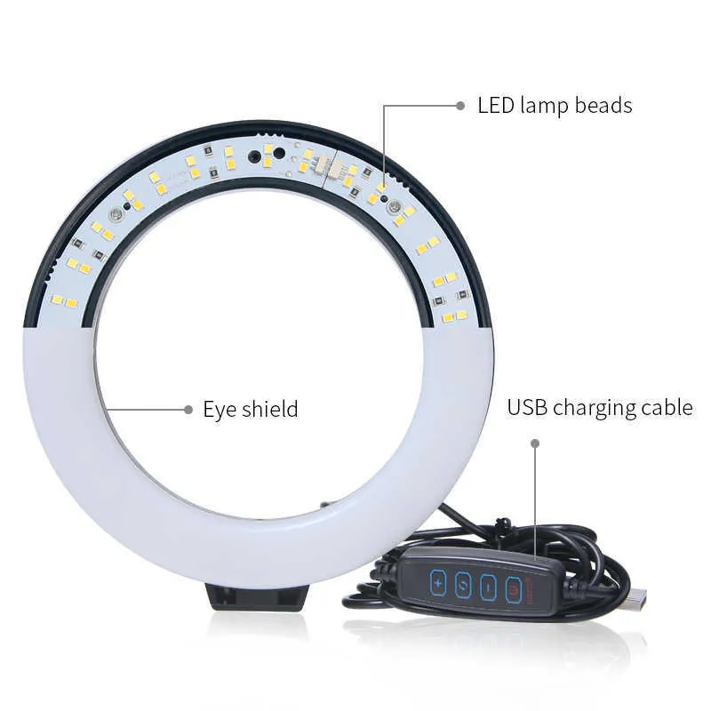 Anneau lumineux LED pour Selfie, 6 pouces, avec trépied, support de téléphone, pour flux en direct, maquillage, vidéo, photographie, studio 256v