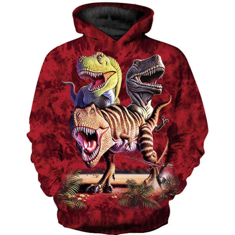 Boys Sweatshirt Dinosaur Hoodies Cool Fashionable Children Autumn 3D Printed Girl Animal Pullover Sweatshirts 2201109935013