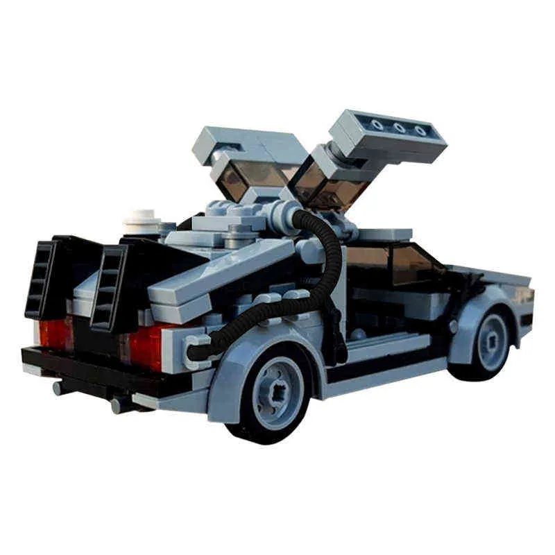 MOC High-Tech Auto terug naar de toekomst Tijdmachine Bouwstenen Delnemende Snelheidsvoertuig Supercar Bricks Toy voor Kinderen Kid AA220303