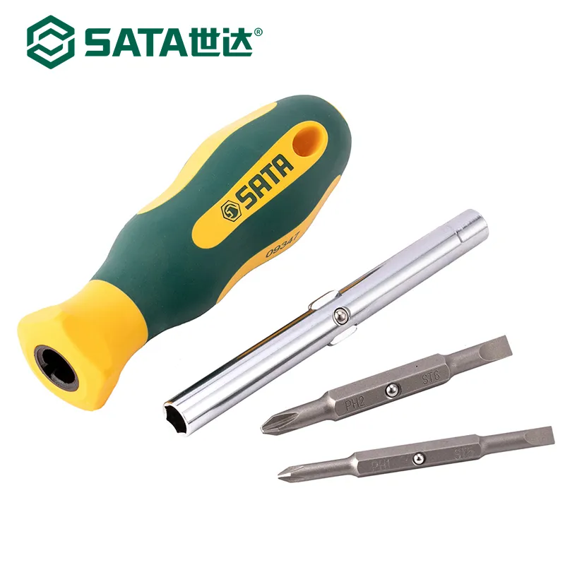 SATA 6 in 1 Multi Screwdriver Magnetic Bit Rubber Handle Removable Tool Slotted Phillips Type 09347 Y200321225W