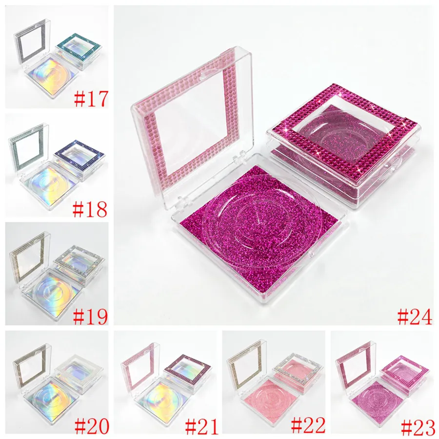 3D Mink Eyelash Diamond Package Boxes False Eyelashes Square Packaging Empty Eyelash Box Case Lashes Box Packaging 32styles5163247