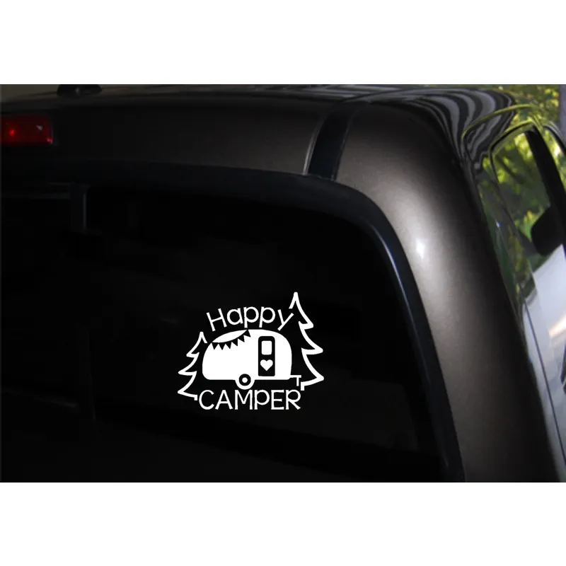 16cm129cm Персонализированная надпись Art Happy Camper Vinyl Decal Car Sticker Blacksilver C1113298062327