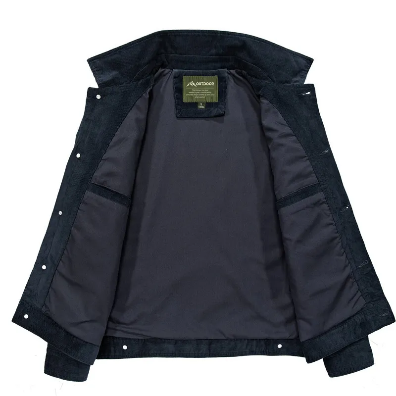 % 100 pamuklu kadife erkek ceket bahar sonbahar kış cepleri erkek yeşil erkek moda düz renk askeri bombacı ceket 201130