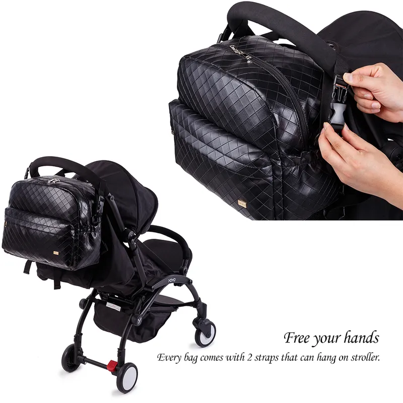 Soboba Black Plaid Large Capacity Diaper Bag Stylish Travelling Baby Stroller Brief Maternity Backpack Fashionable Mommy 220225