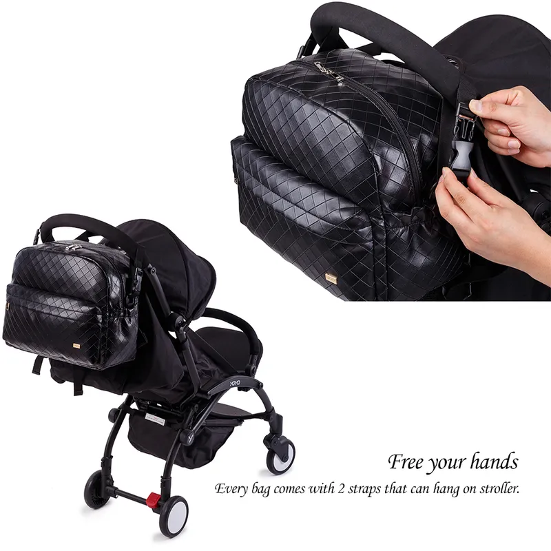 Soboba noir Plaid grande capacité sac à couches élégant voyage bébé poussette bref maternité sac à dos à la mode maman 220225