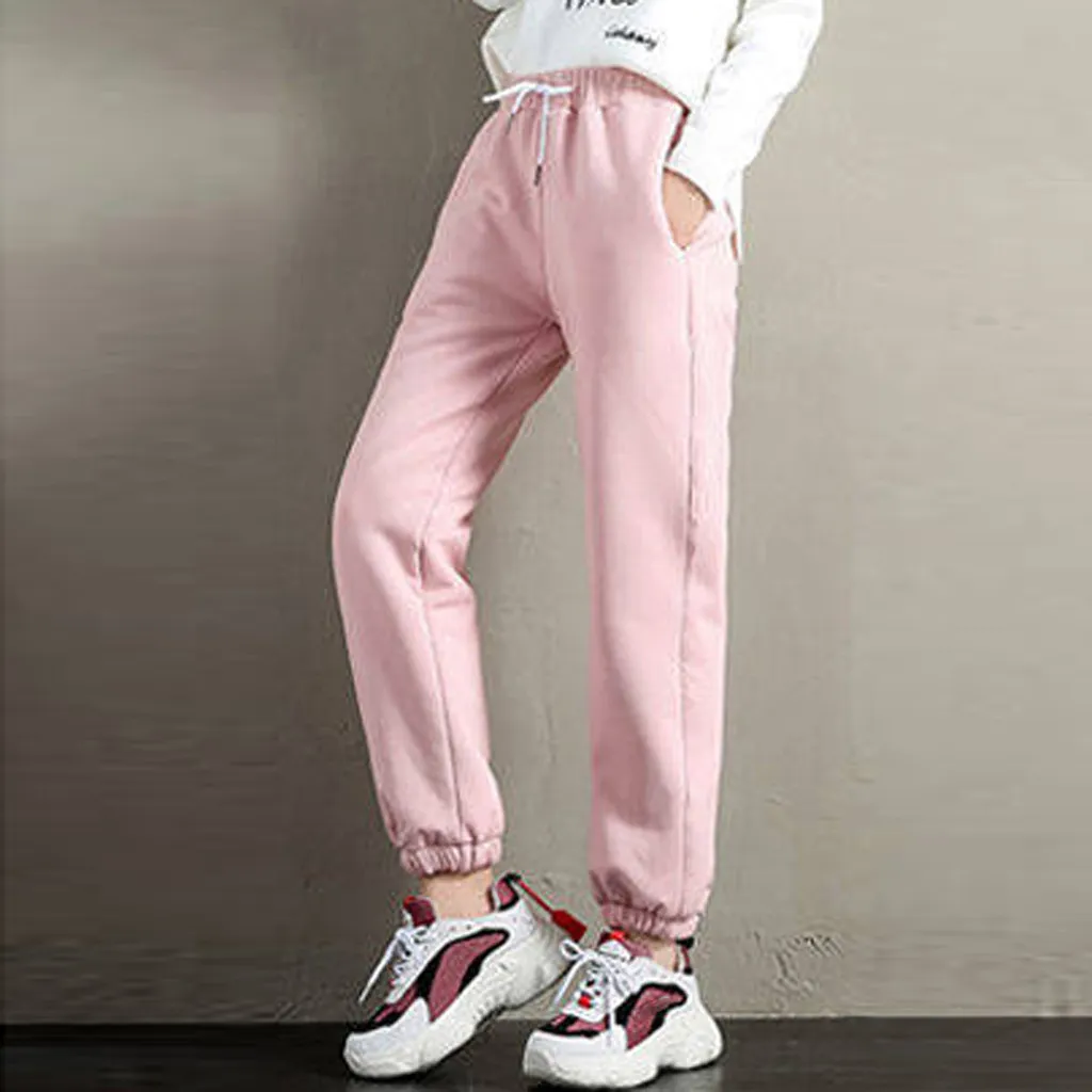 Höst Kvinnor Gym Sweatpants Workout Fleece Byxor Solid Tjock Varm Vinter Kvinna Sportbyxor Running Pantalones Mujer # 35 201113