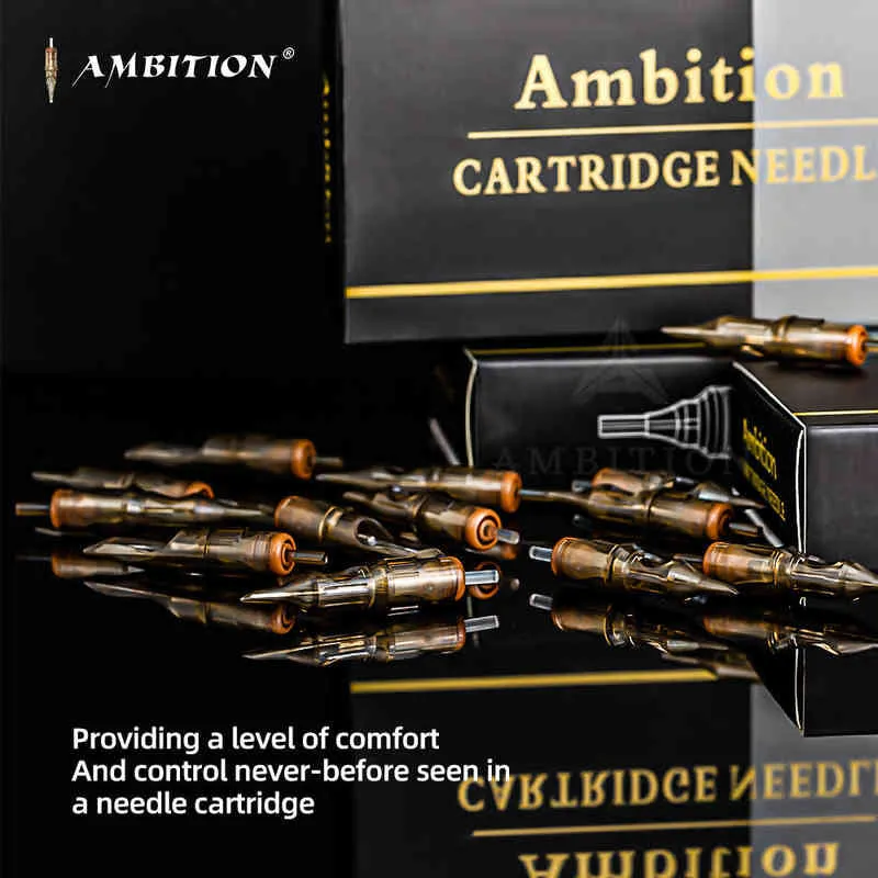 Ambitie Tattoo Cartridge Naalden 20 Stuks Ronde Shader 0.30mm Lange Taper 1003RS 1005RS 1007RS 1009RS 211229