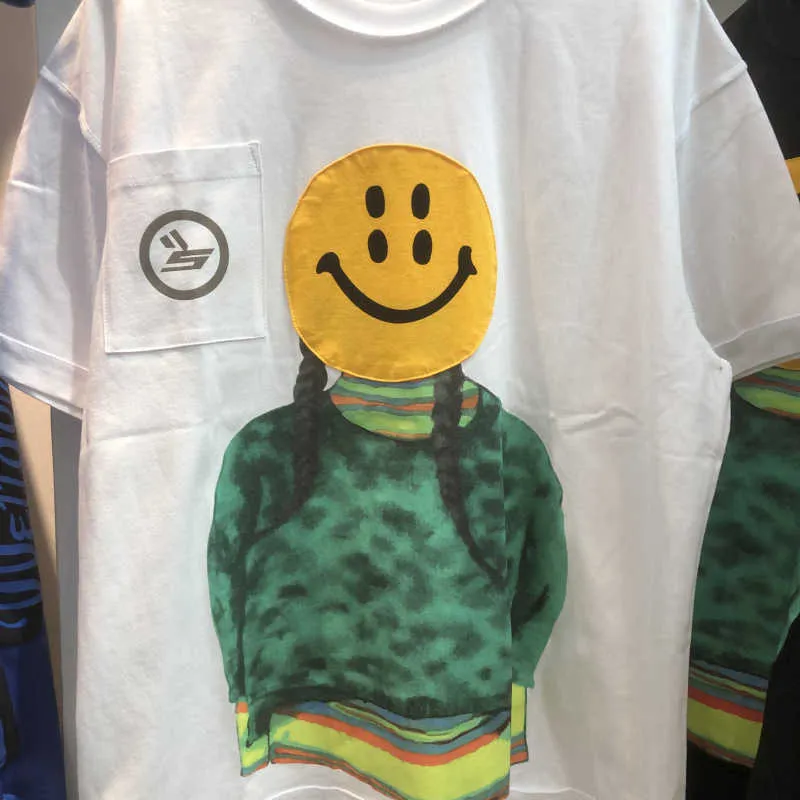 Erkek T-Shirt GAOJIECHAO Marka Çocuk Kral Portre Baskı Gülümseme Yüz Yama Erkekler Ve Kadınlar için Severler Pamuk Gevşek OS Kısa Kollu T-Shirt