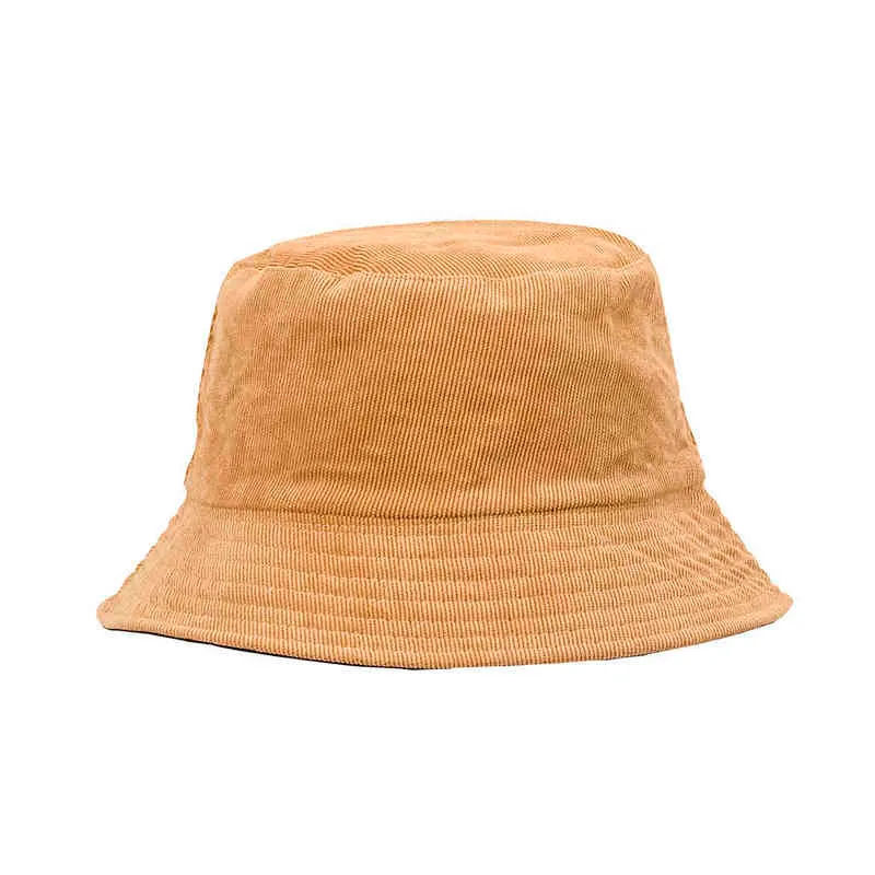 Corduroy Basin z małym brzegiem Podwójny boczny rybak kapelusz, jesień kapelusz, parasolka dla mężczyzn i kobiet zimowy wiadro kapelusz G220311