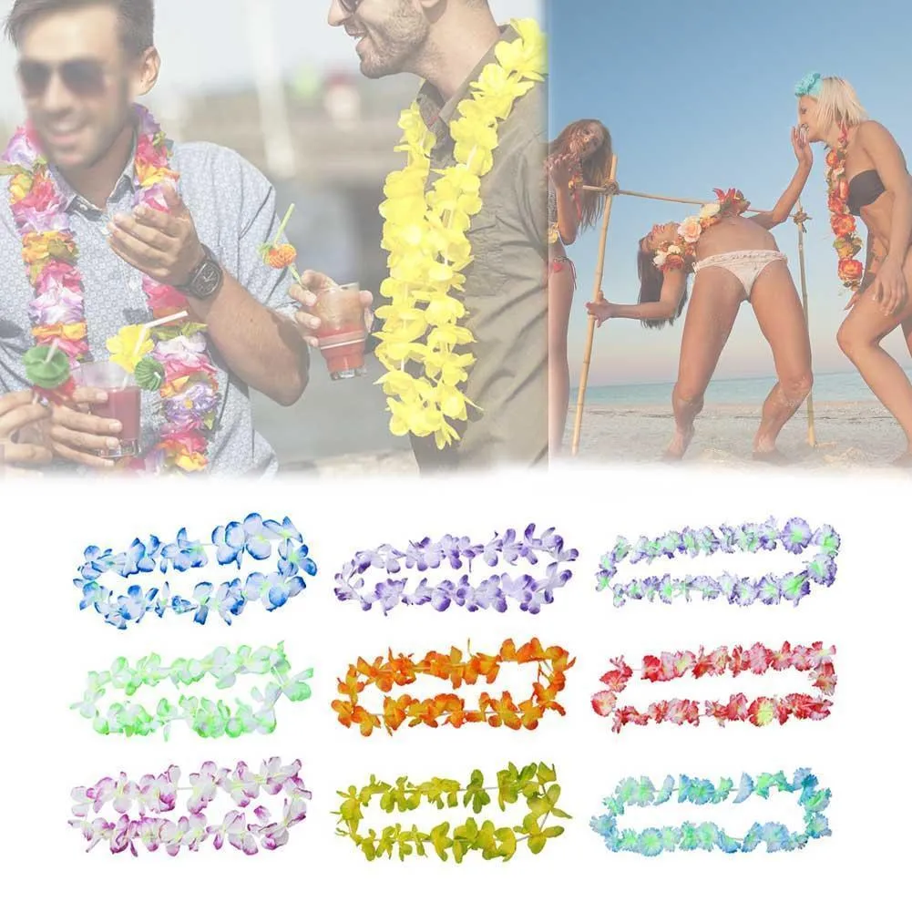 50 pezzi Decorazioni hawaiane feste Ghirlande feste Collana feste tropicali Tema Fiori Vacanza Matrimonio Spiaggia Compleanno Ghirlanda Y200111