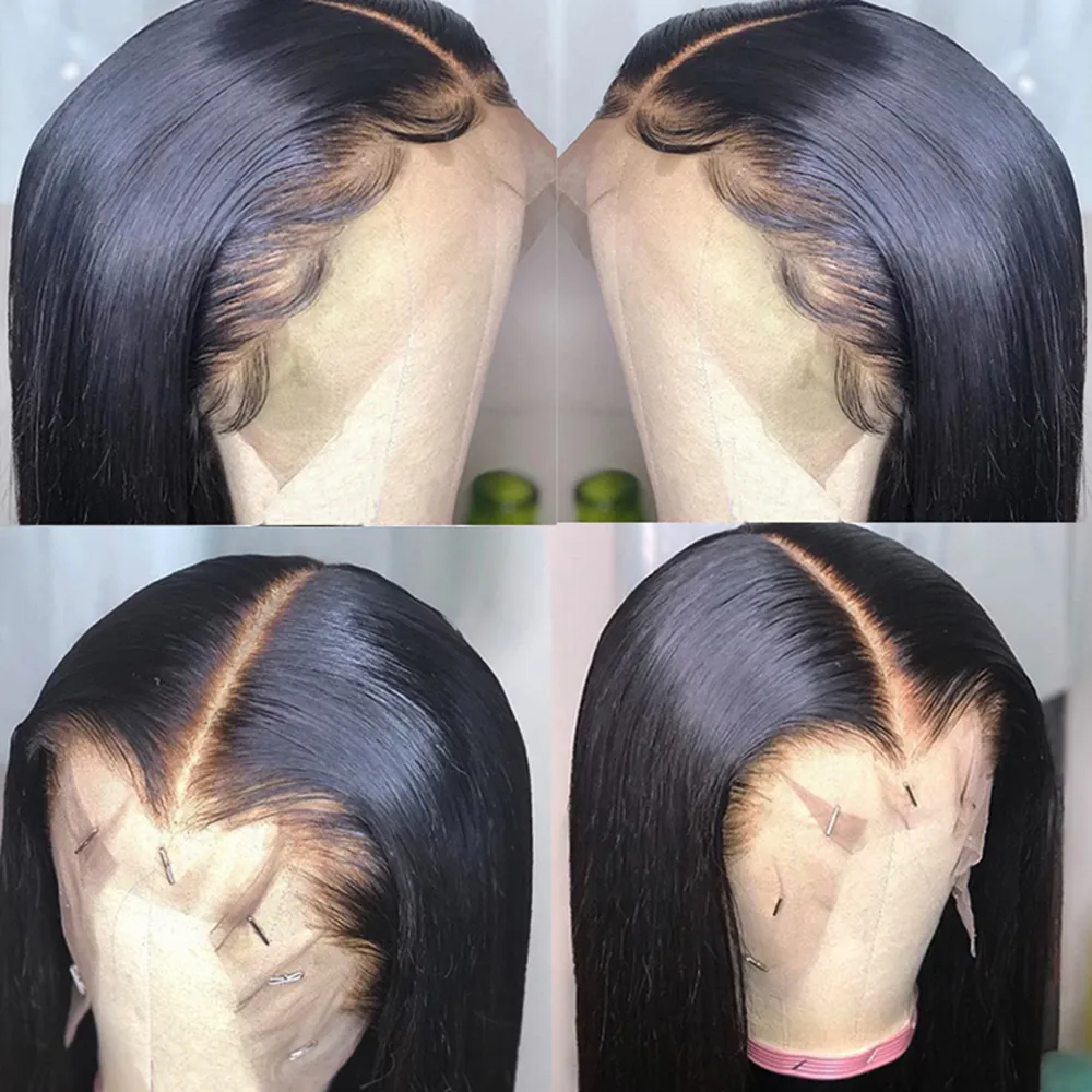 Perruques de cheveux humains avant de lacet complet Remy brésilien droite perruques de cheveux humains 360 perruque frontale de dentelle pré plumée avec des cheveux de bébé37347232375983